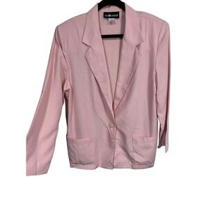 Vintage 90s Sag Harbor Women's Pink Blazer Lightweight‎ 1-Button Career Size 14